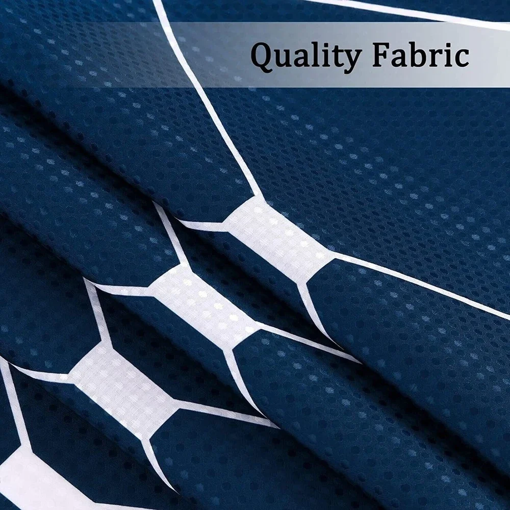 SPWIY Navy Blue and White Ombre Shower Curtain Set Geometric Waffle Fabric 72x72